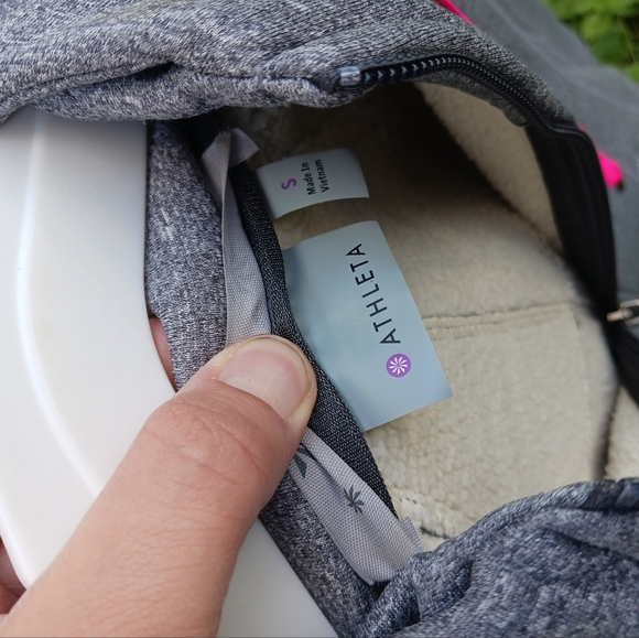 Athleta Home Team Shearling Lined Sweater Size Small Hooded Jacket Full Zip Up - Picture 7 of 8